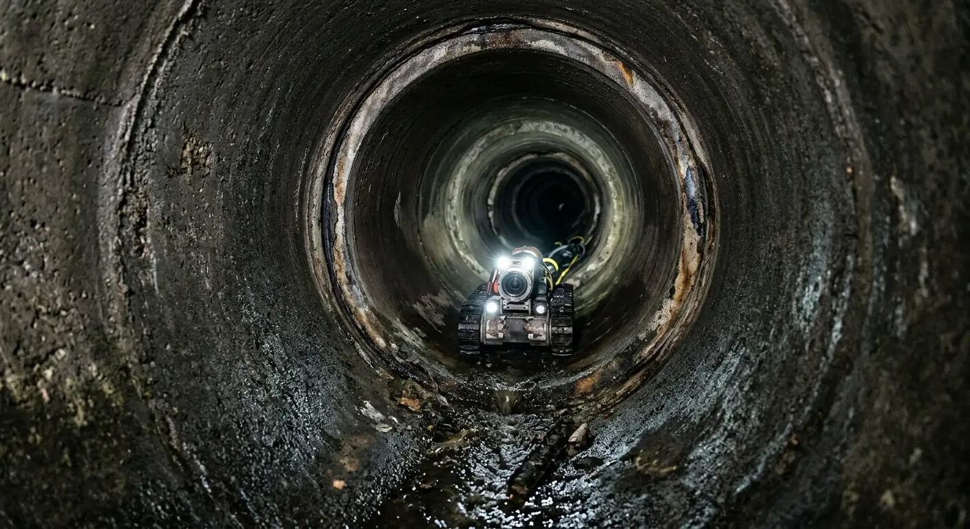 Robotic sewer camera inspecting pipe interior for Sewer Line Repair in Poland